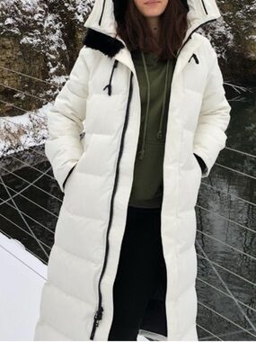 TNA Long St. Anton Parka in White AKA Powder Puff Long Parka